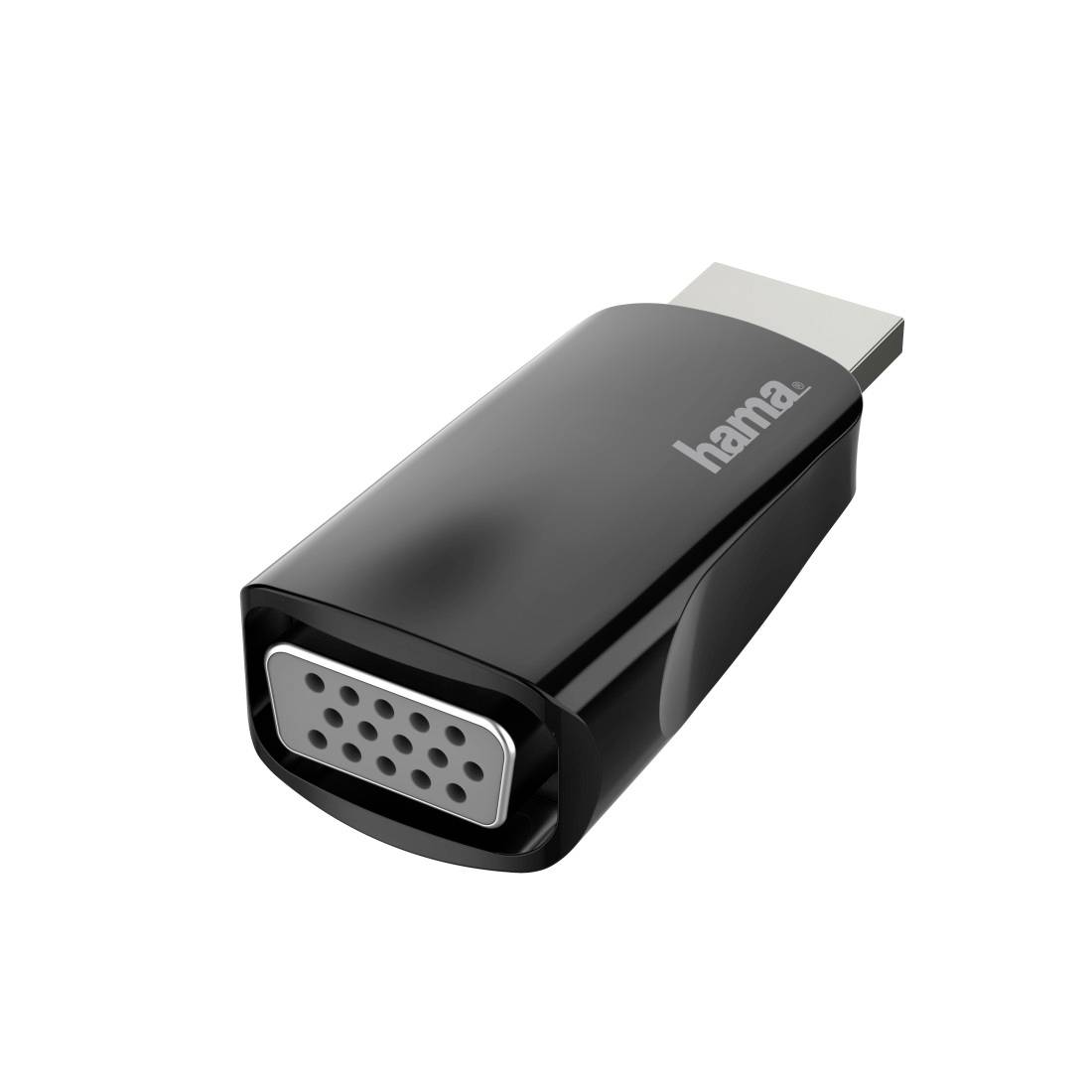 Adattatore Hama nero con connettore femmina di tipo D-sub/VGA su un'estremità e spina di tipo USB sull'altra.