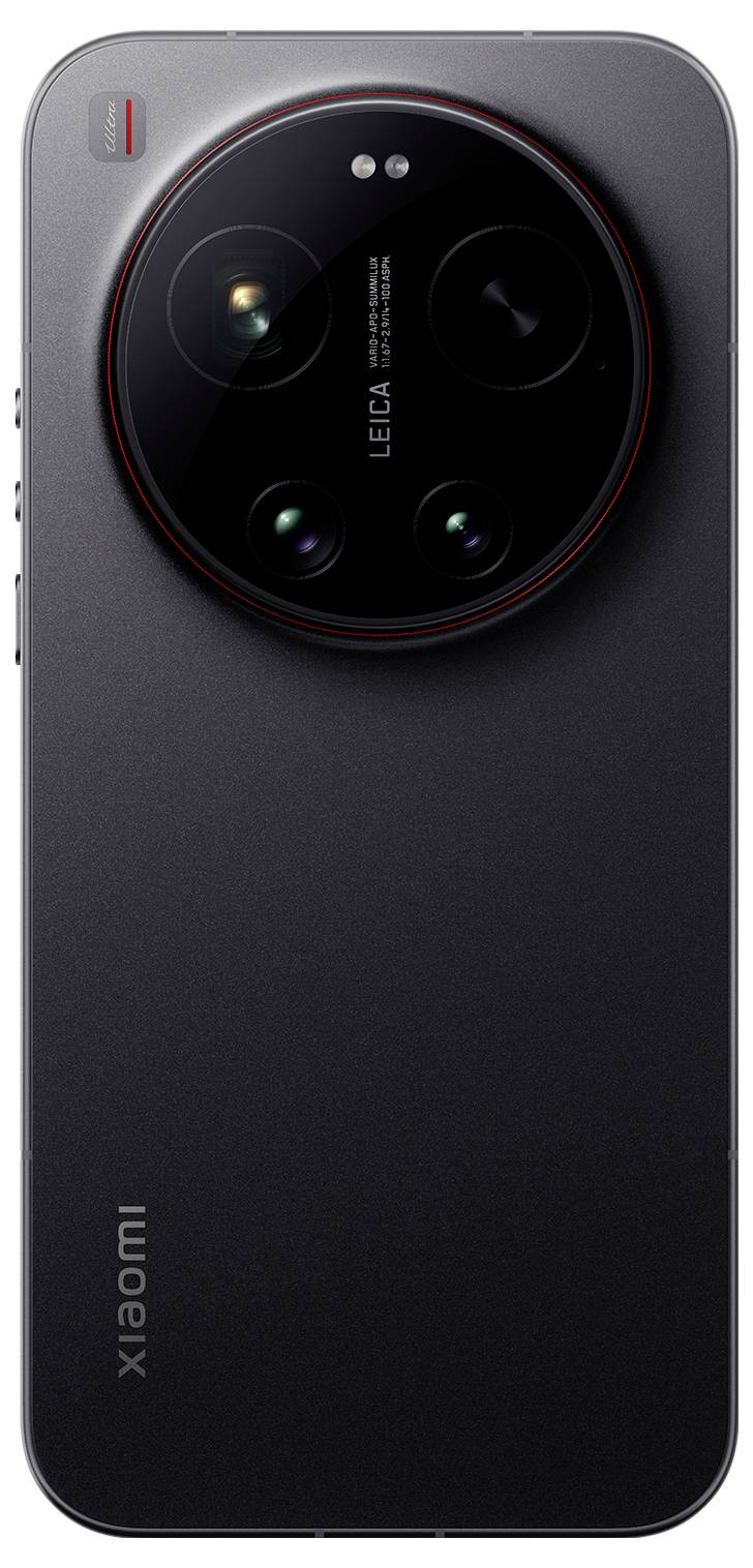 Vista posteriore di uno smartphone Xiaomi con un grande modulo fotocamera Leica circolare e quattro obiettivi su un pannello posteriore scuro.
