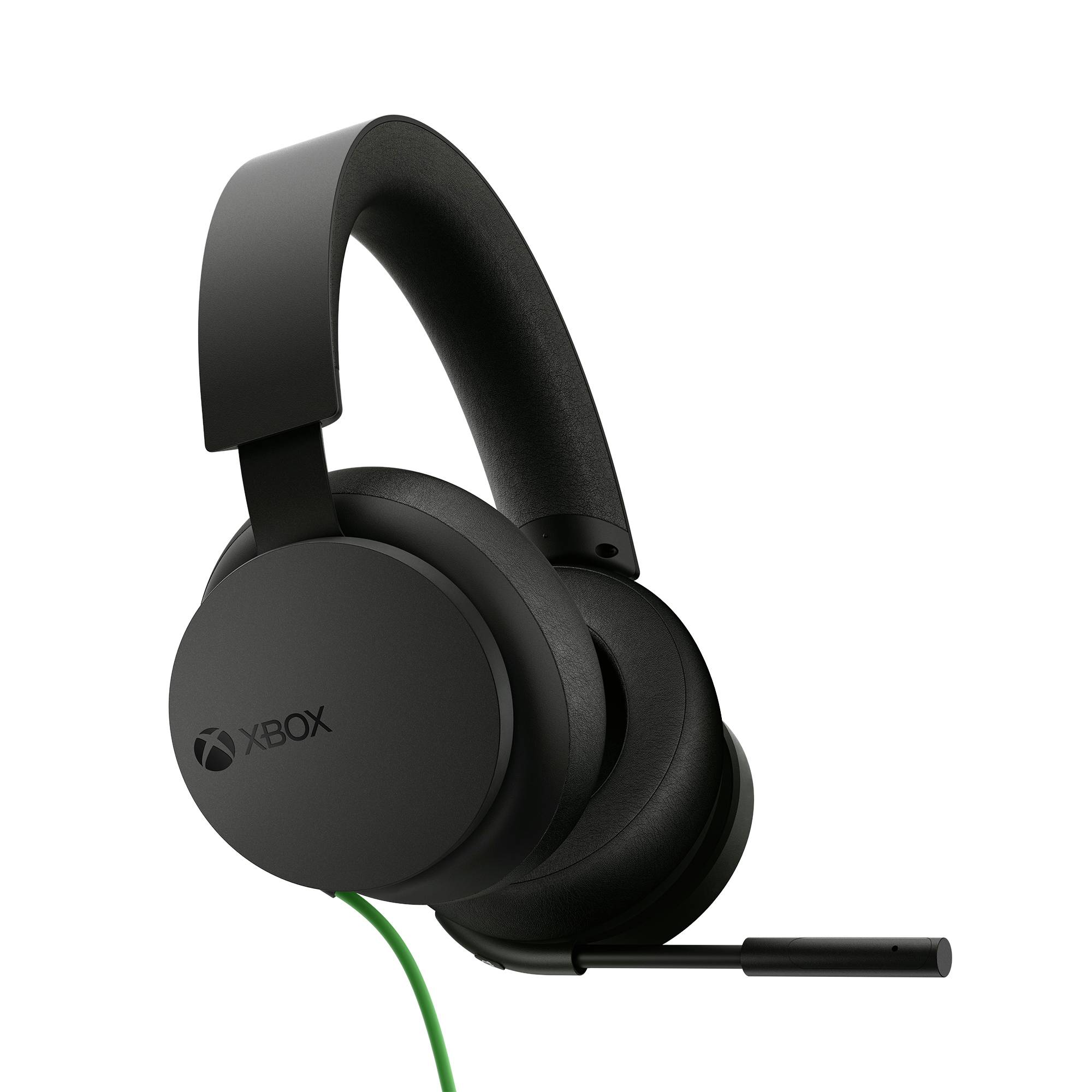 Cuffia da gioco wireless Xbox nera con microfono a braccio su sfondo bianco