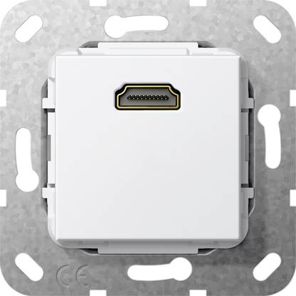 Piastra di copertura per presa a muro bianca con porta HDMI al centro