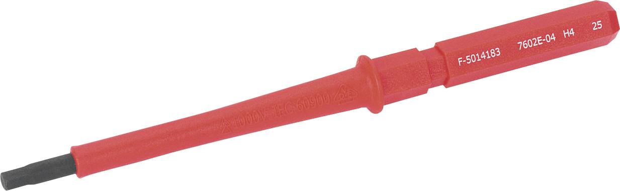 Sonda di prova isolata rossa con punta nera, mostrata su sfondo bianco.