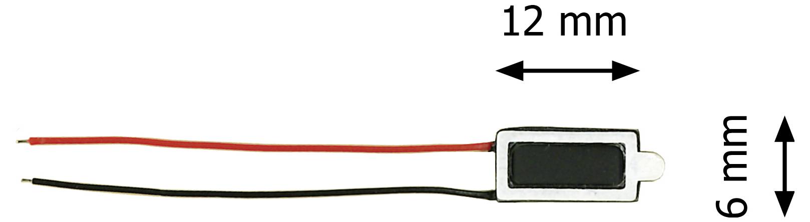 Piccolo componente rettangolare con due fili collegati, mostrato con dimensioni etichettate 12 mm di larghezza e 6 mm di altezza.