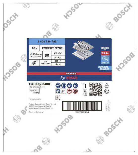 Bosch Accessories 2608626246 disco a lamelle Diametro 150 mm Dimensione dei grani=80 1 pz.-2