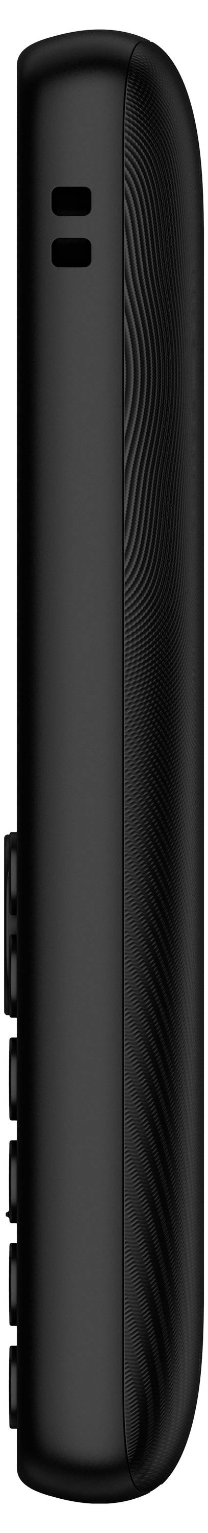 Telecomando portatile nero o dispositivo mostrato di lato con due pulsanti e impugnatura curva con texture.