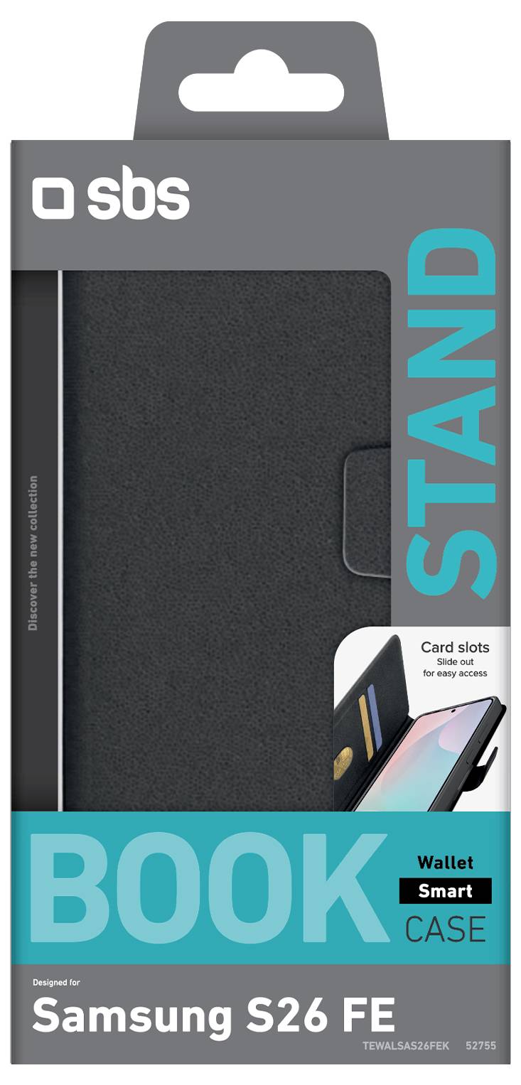 sbs mobile Wallet Smart Custodia a libro Booklet Samsung Galaxy S26 FE Nero TEWALSAS26FEK-1