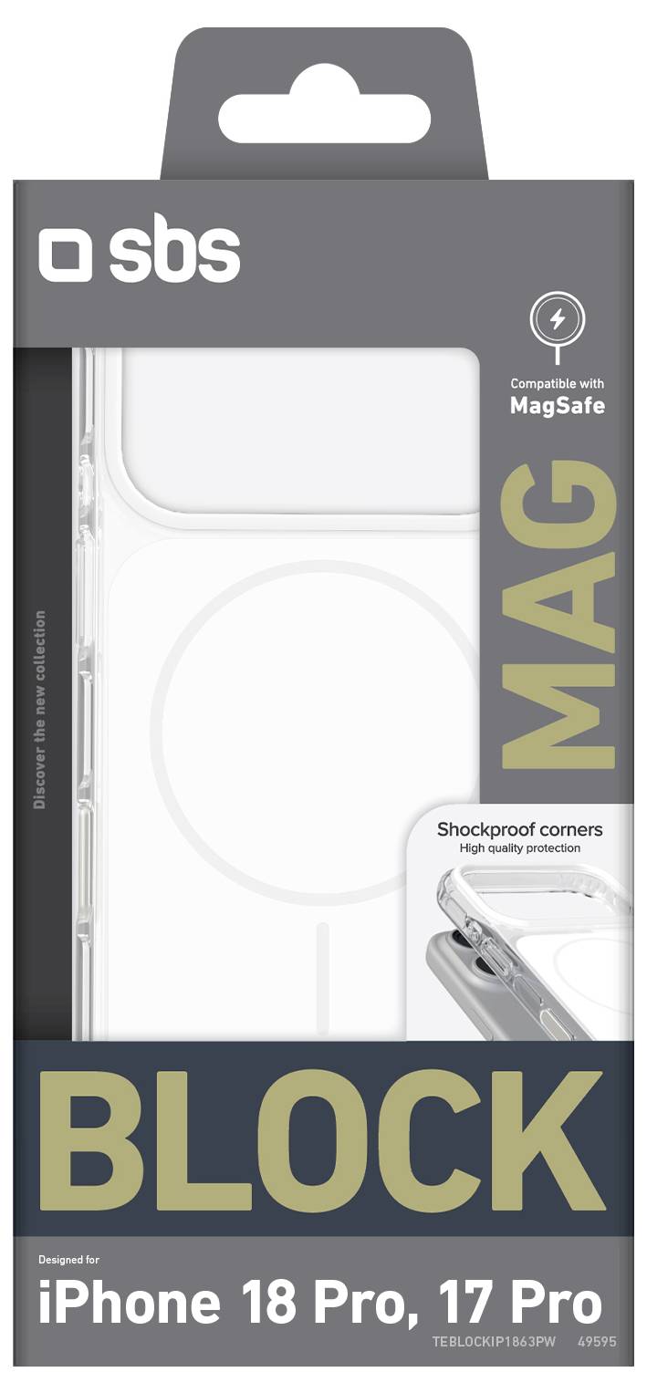 sbs mobile Block Mag Backcover per cellulare Apple iPhone 18 Pro, iPhone 17 Pro Bianco TEBLOCKIP1863PW-1