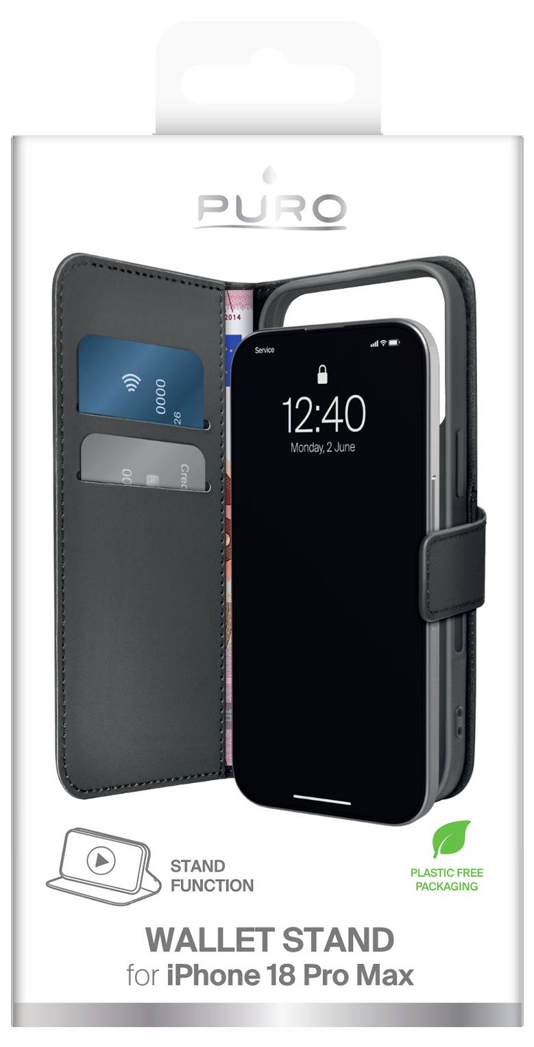 sbs mobile Wallet Stand Custodia a libro Booklet Apple iPhone 18 Pro Max, iPhone 17 Pro Max Nero PUIPC18P69BOOKC8BLK-1
