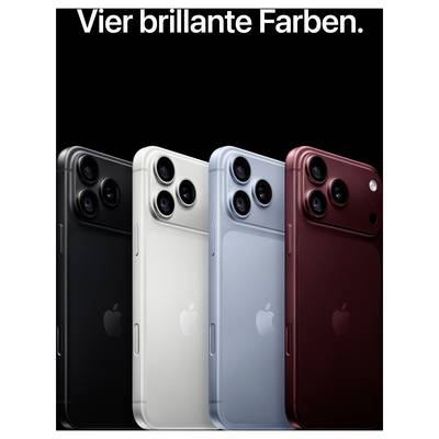 Annuncio pubblicitario con quattro iPhone in nero, bianco, azzurro chiaro e rosso; sopra è scritto 'Quattro colori brillanti.'