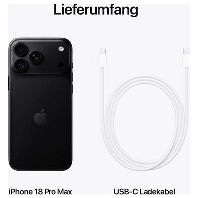 Contenuto della confezione: iPhone 18 Pro Max e cavo di ricarica USB-C.