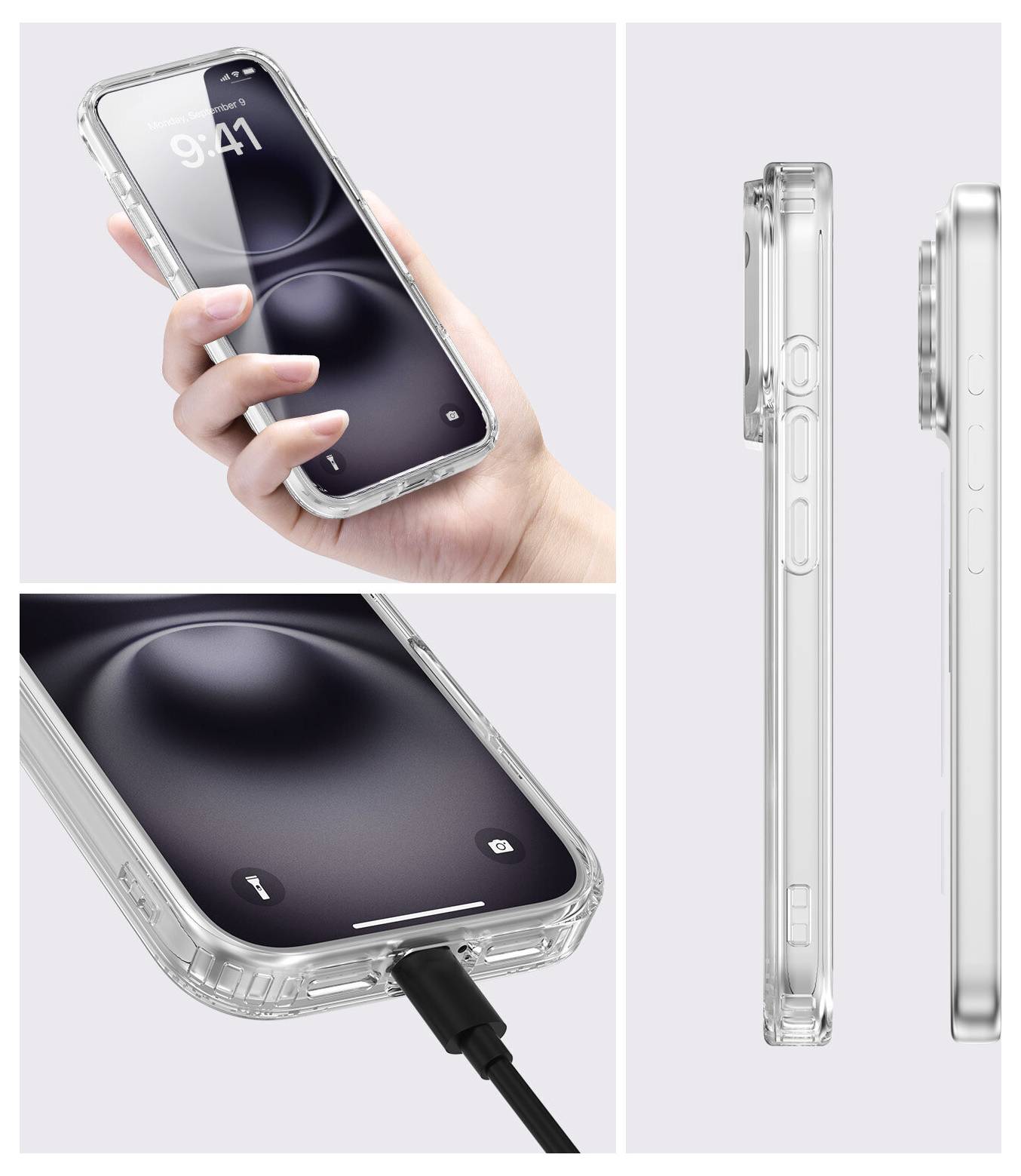 4Smarts 360° Premium Protection Custodia + kit vetro di protezione Apple iPhone 18 Pro, iPhone 17 Pro Trasparente Carica-6
