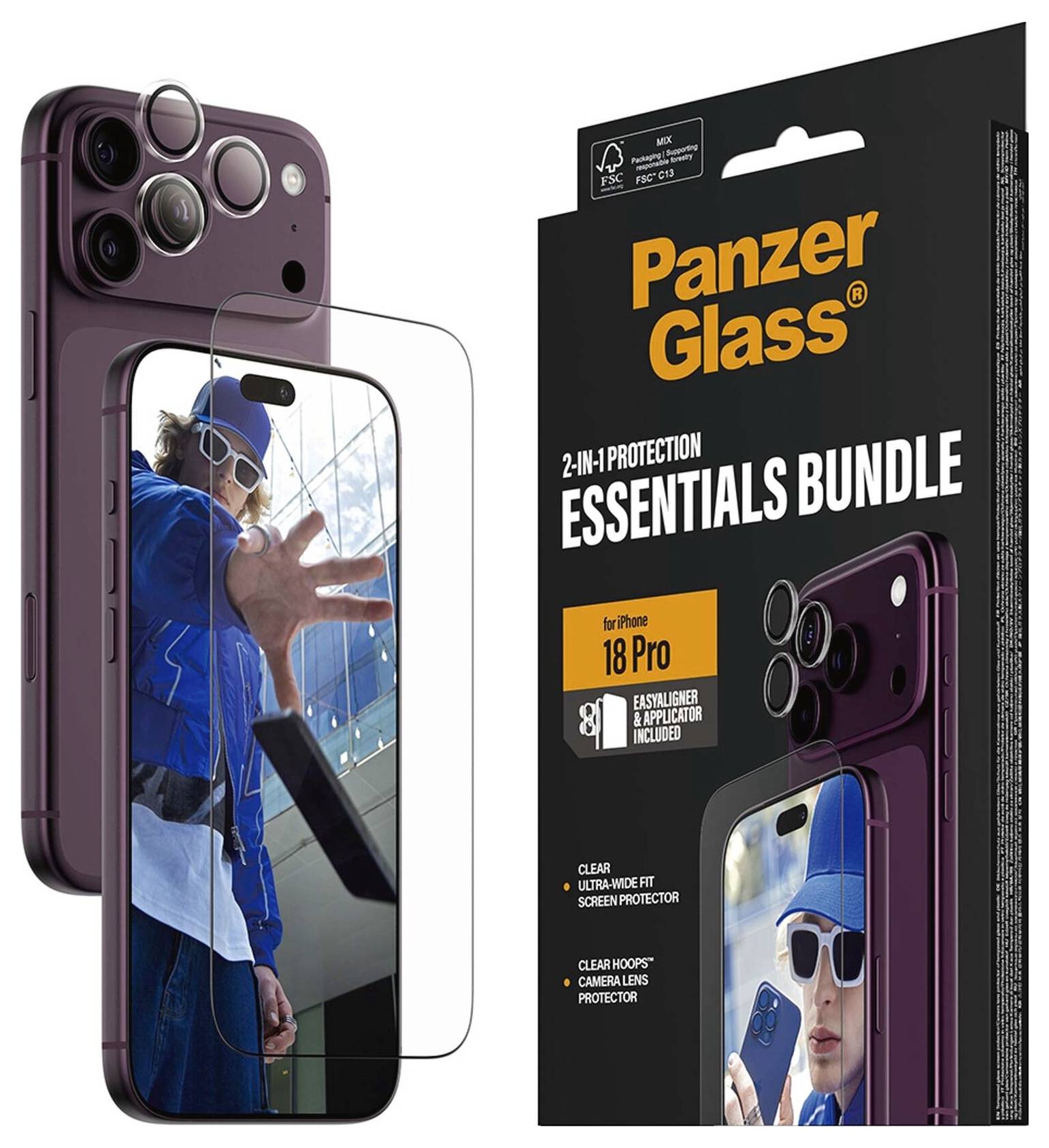 PanzerGlass 2-in-1 Essentials Bundle Vetro di protezione per display Apple IPhone 18 Pro Max 1 pz. PG34154-1