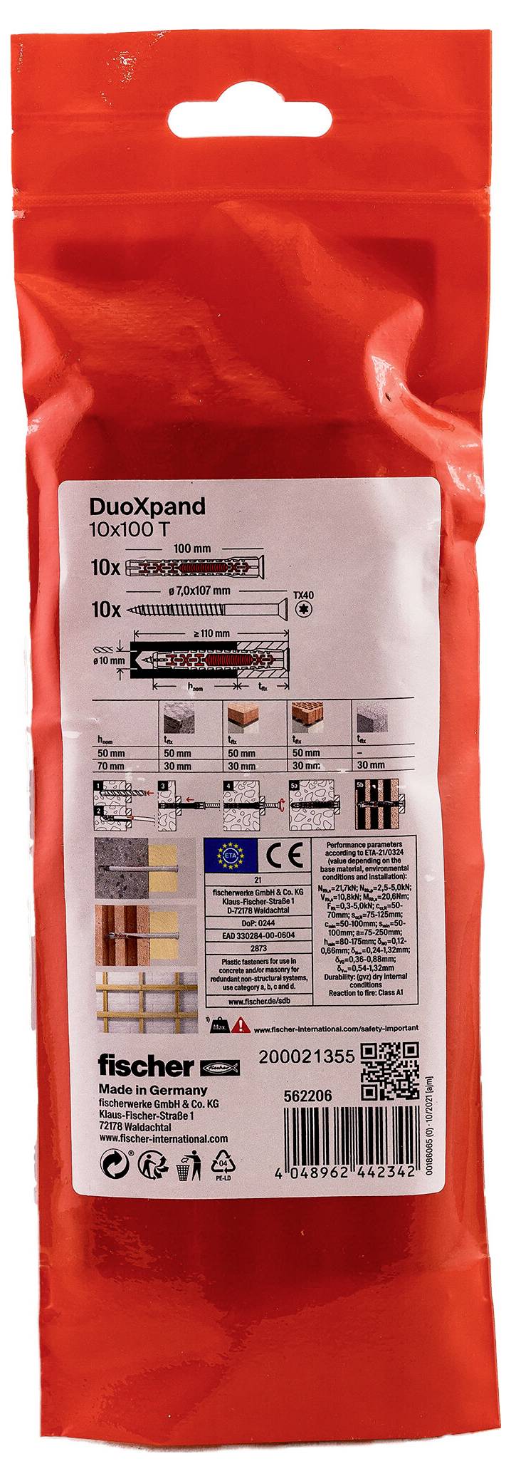 Fischer 562206 DuoXpand Tassello prolungato 100 mm 10 mm 10 pz.-1