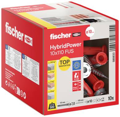 Fischer 580833 HybridPower 10 x 110 FUS (10) Tassello a 2 componenti 110 mm 10 mm 10 pz.