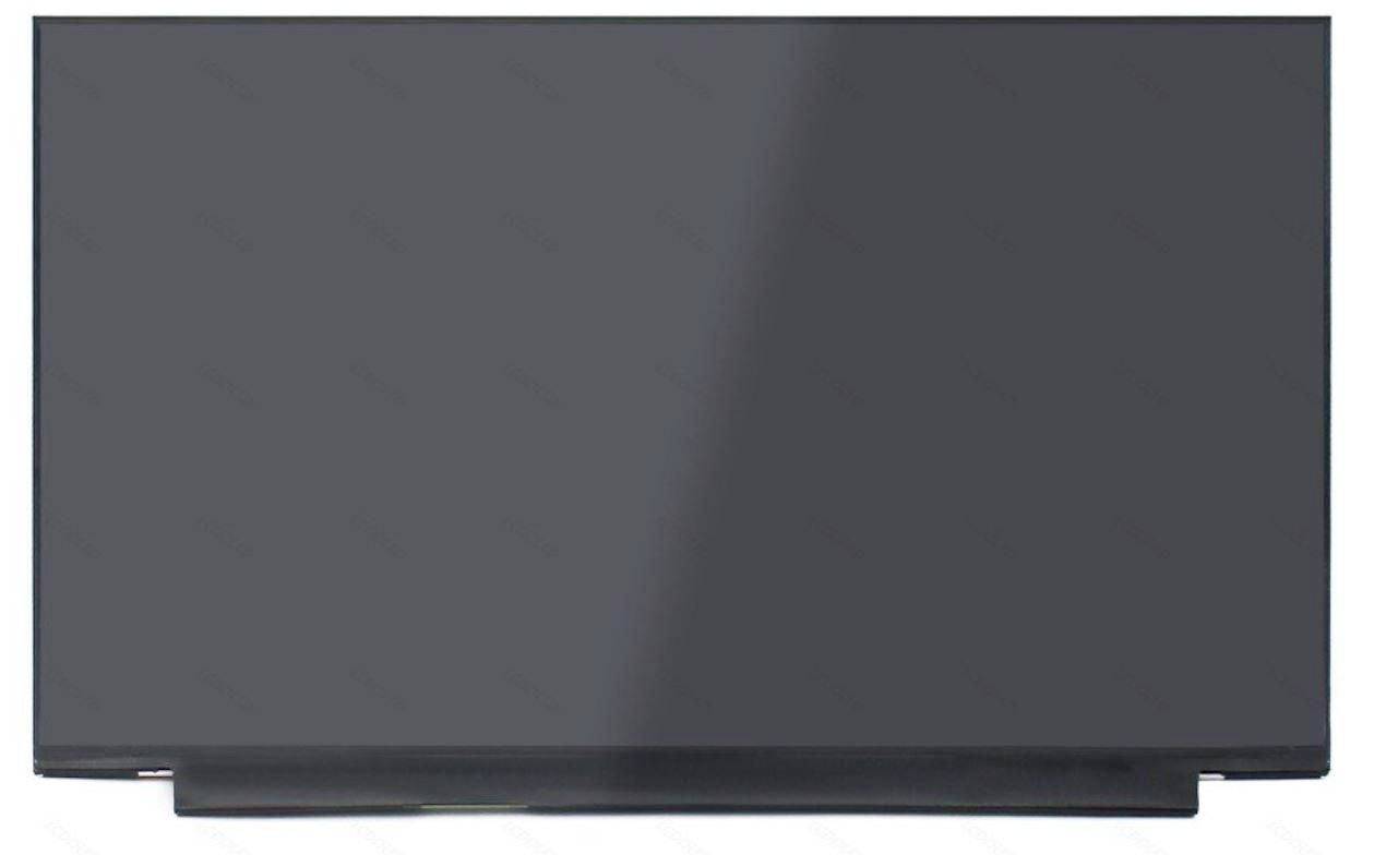 Vista frontale di una TV a schermo piatto nera o monitor con lo schermo spento, mostrato su uno sfondo bianco uniforme.