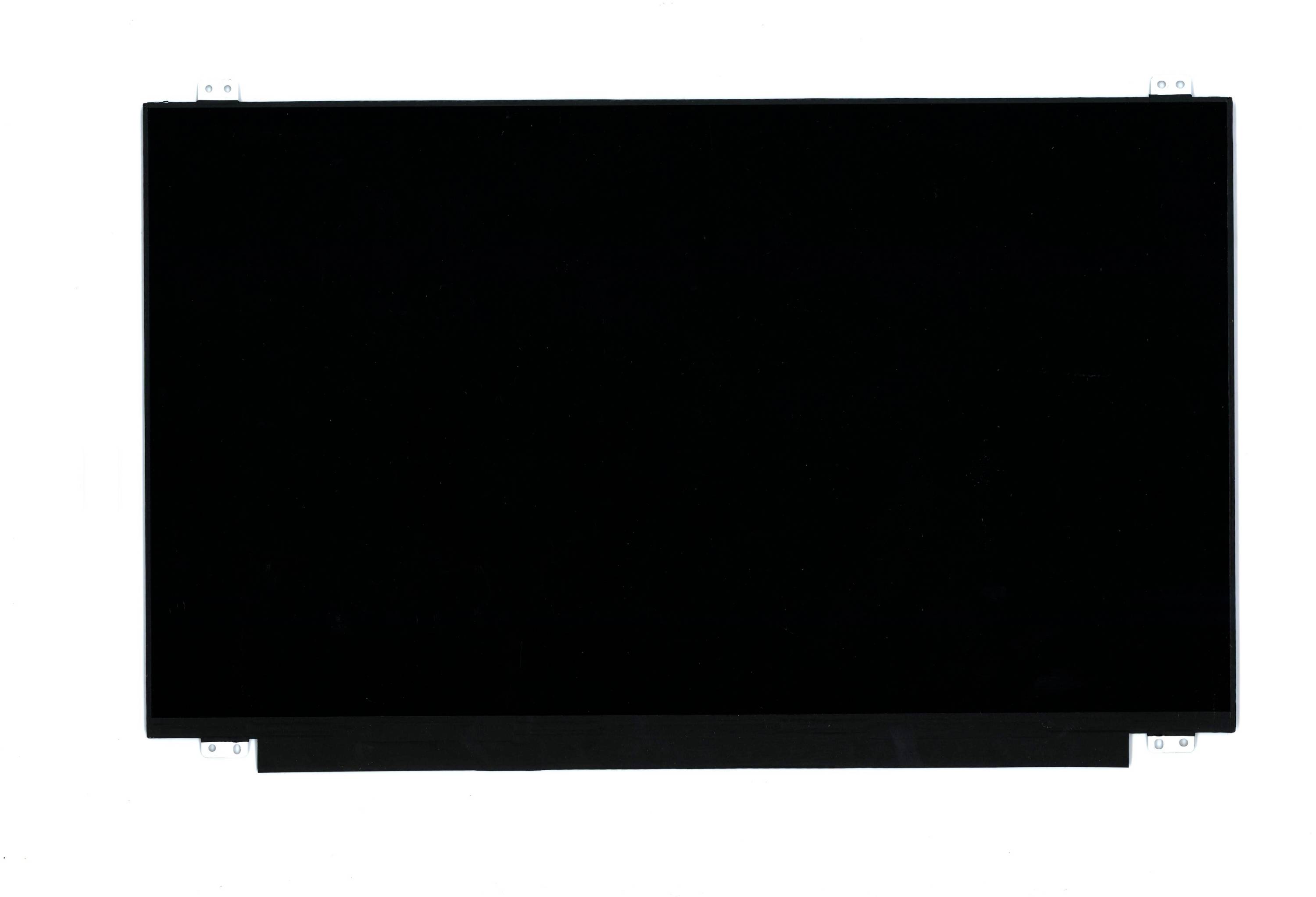 Pannello di visualizzazione rettangolare nero opaco con alette di montaggio negli angoli, mostrato su uno sfondo bianco.