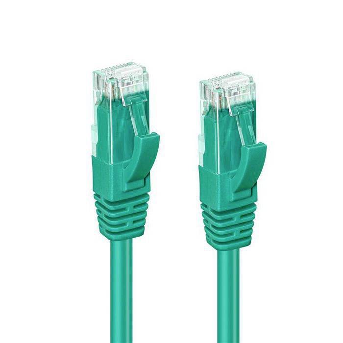Due connettori per cavo Ethernet verdi mostrati uno accanto all'altro su uno sfondo bianco.