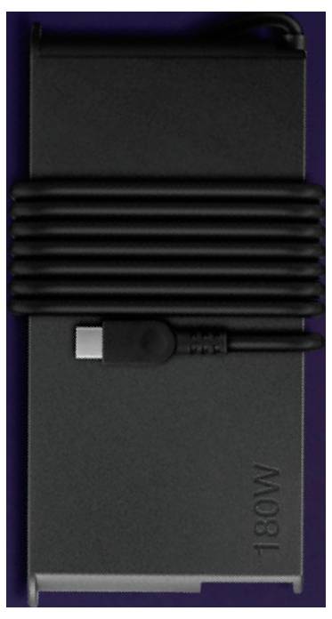 Powerbank nero da 18W con cavo integrato e fasce corrugate stratificate, mostrato verticalmente su sfondo scuro.