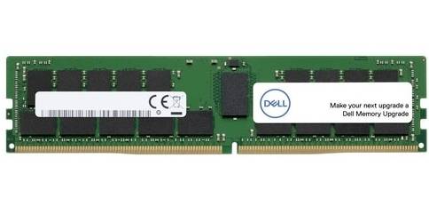Modulo RAM per desktop Dell con etichetta di aggiornamento memoria Dell e marchio CE su una scheda a circuiti verde.
