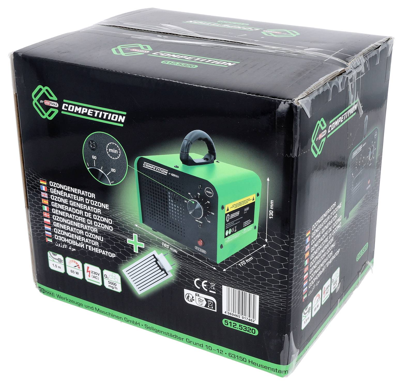 KS Tools 512.5320 Purificatore Verde, Nero Generatore di ozono compatto e portatile con timer meccanico-3
