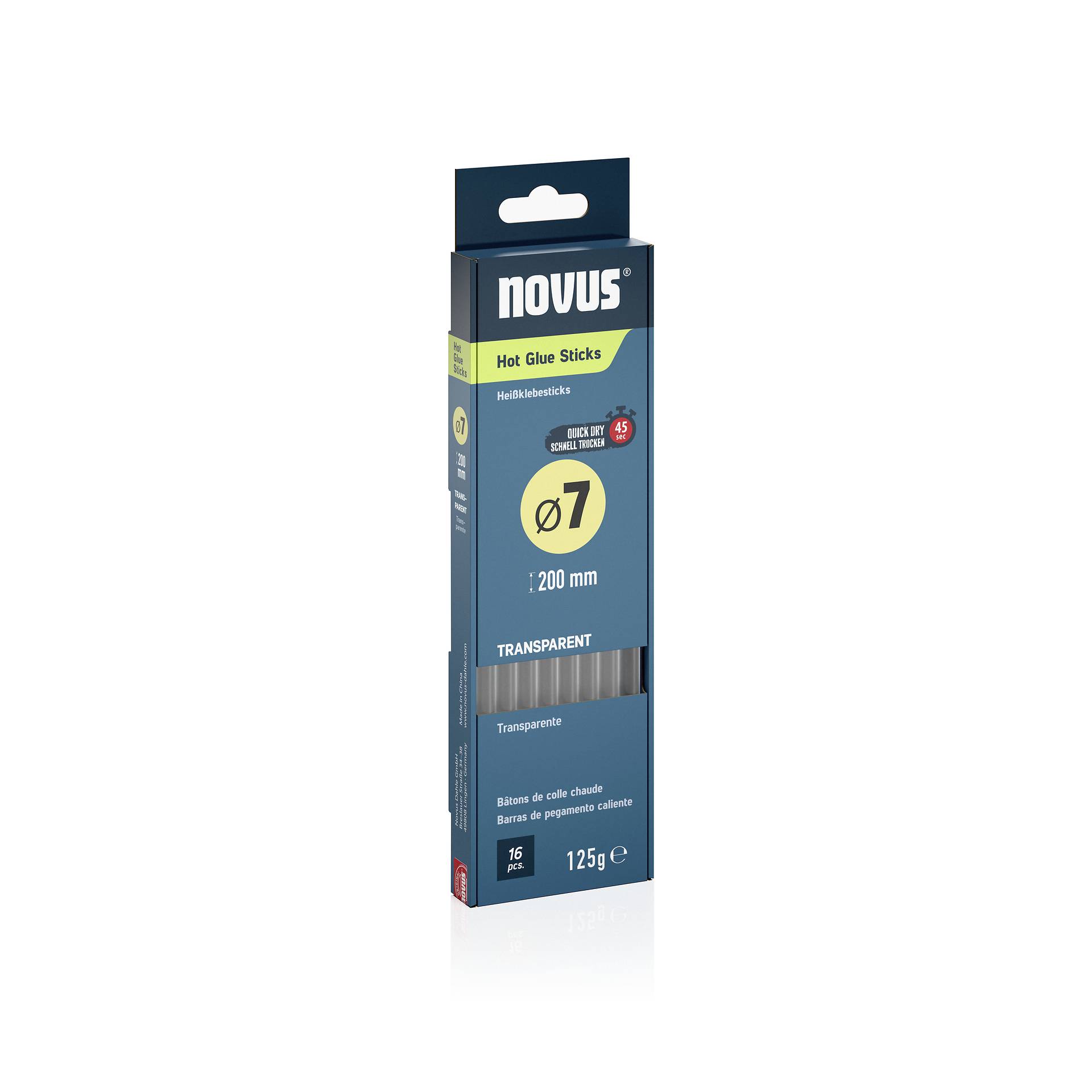Novus Tools Stick colla a caldo 7 mm 200 mm Trasparente 16 pz.