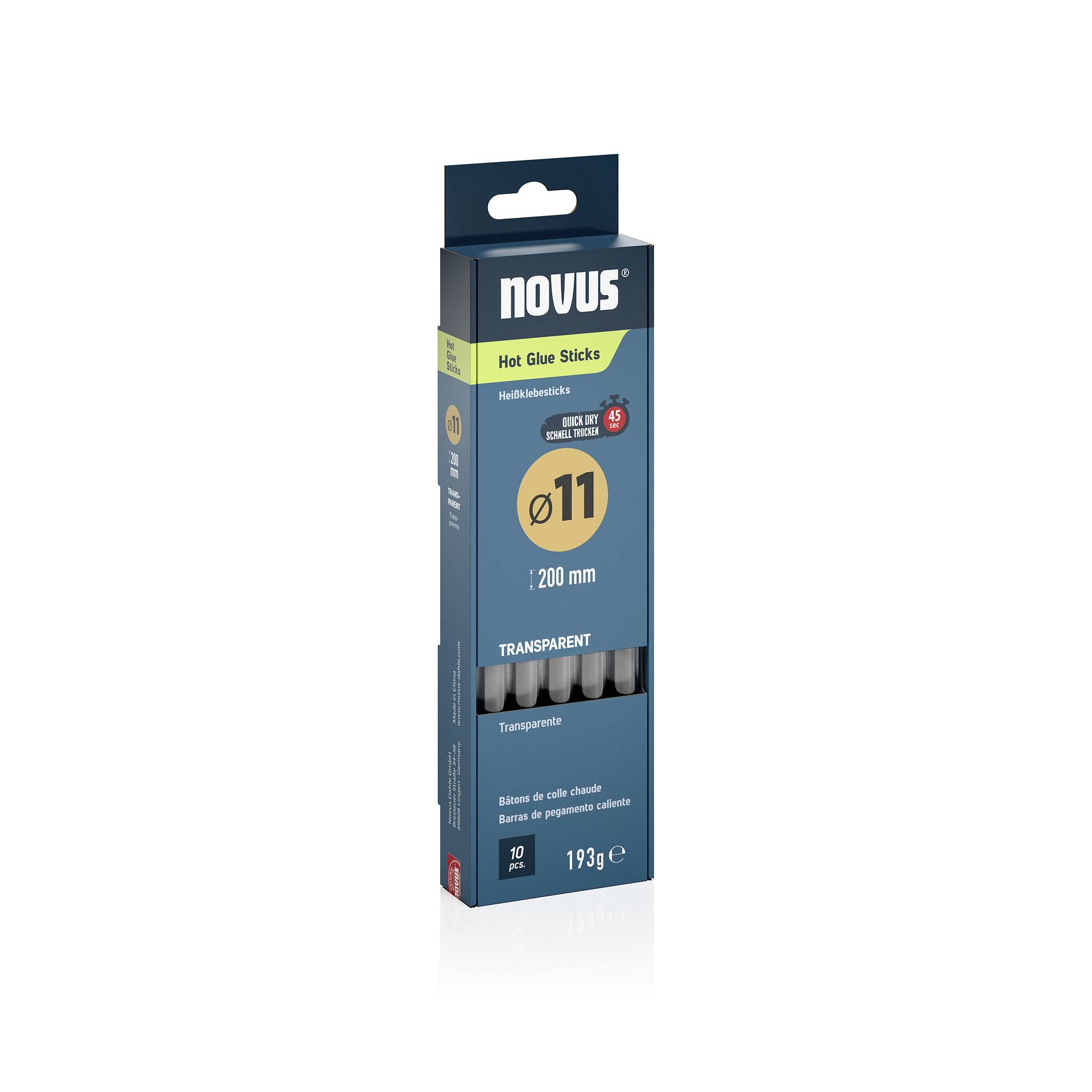 Novus Tools Stick colla a caldo 11 mm 200 mm Trasparente 10 pz.