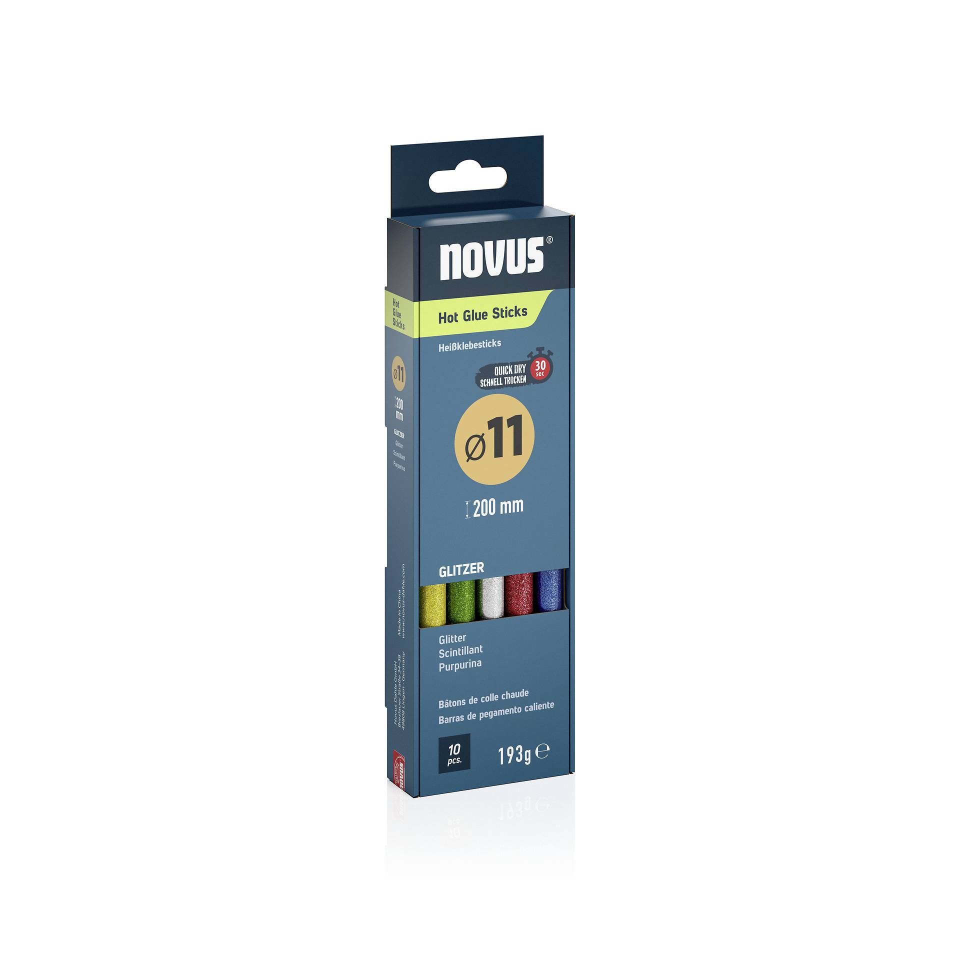 Novus Tools Stick colla a caldo 11 mm 200 mm Colorato con glitter 10 pz.