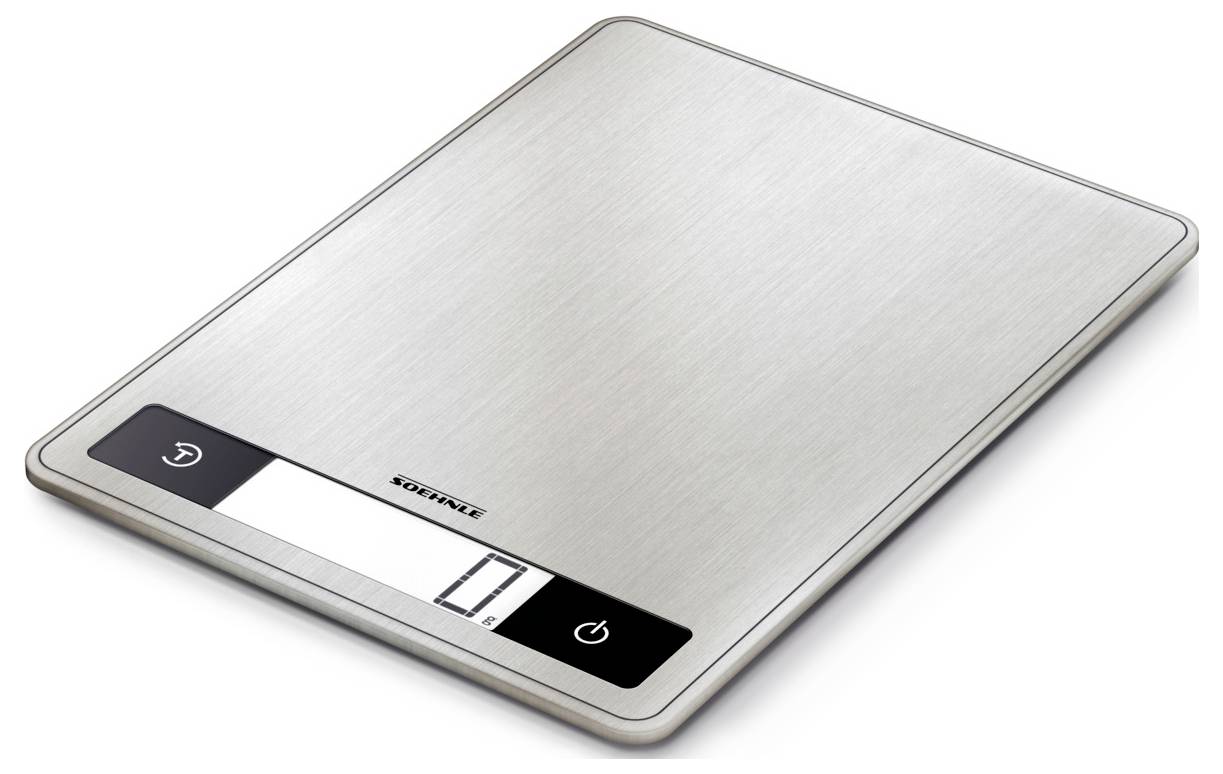 Bilancia da cucina in acciaio inossidabile con pannello di controllo tattile nero e display digitale