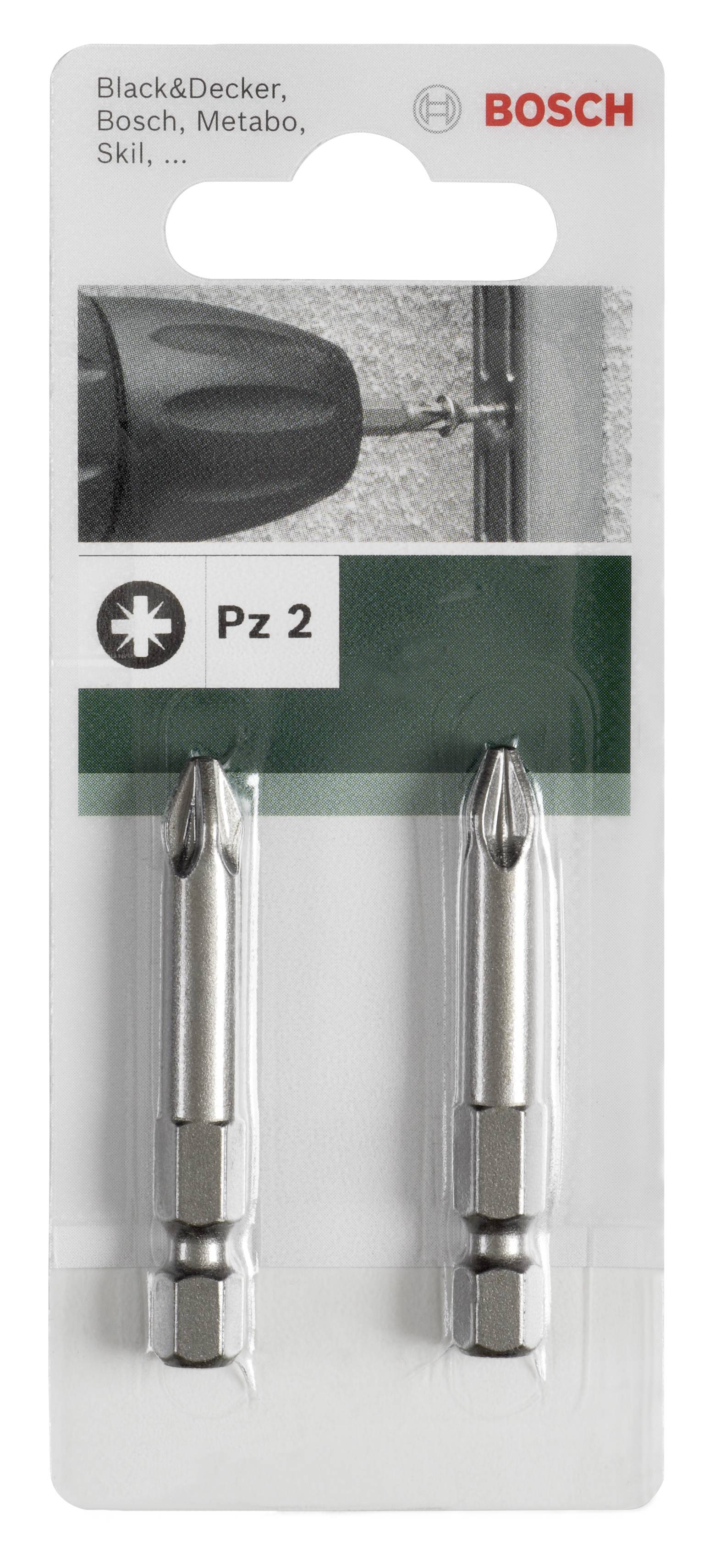 'Confezione con due inserti per cacciavite Bosch, Pz 2, adatti per trapani di marche come Black&Decker e Metabo.'