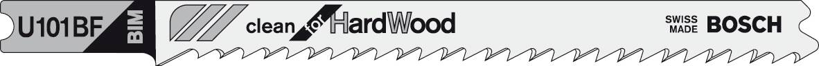 Lama da sega con scritta 'clean for hardwood', adatta per lavori in legno, prodotta da Bosch.