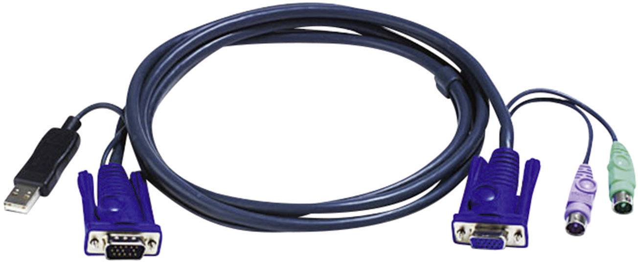ATEN KVM Adattatore [1x Spina VGA, Spina A USB 2.0 - 1x Presa VGA, Spina PS/2, Spina PS/2] 6.00 m Nero-0