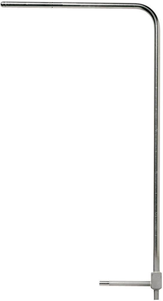 Un utensile metallico argentato a forma di L, con un'asta curva e un manico corto, utilizzato per trasmettere la coppia di serraggio nelle viti.