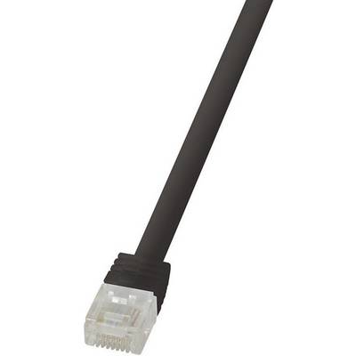 Un cavo di rete nero con un connettore RJ45 trasparente.