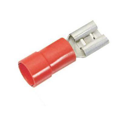 Spinotto elettrico piatto con isolamento rosso, adatto per il collegamento di cavi, comunemente utilizzato in impianti elettrici.