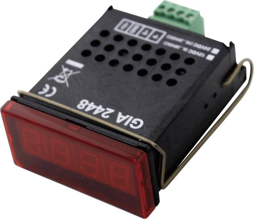 Dispositivo elettronico con display digitale e morsetti di connessione, probabilmente uno strumento da quadro con la scritta 'GIA 2448'.