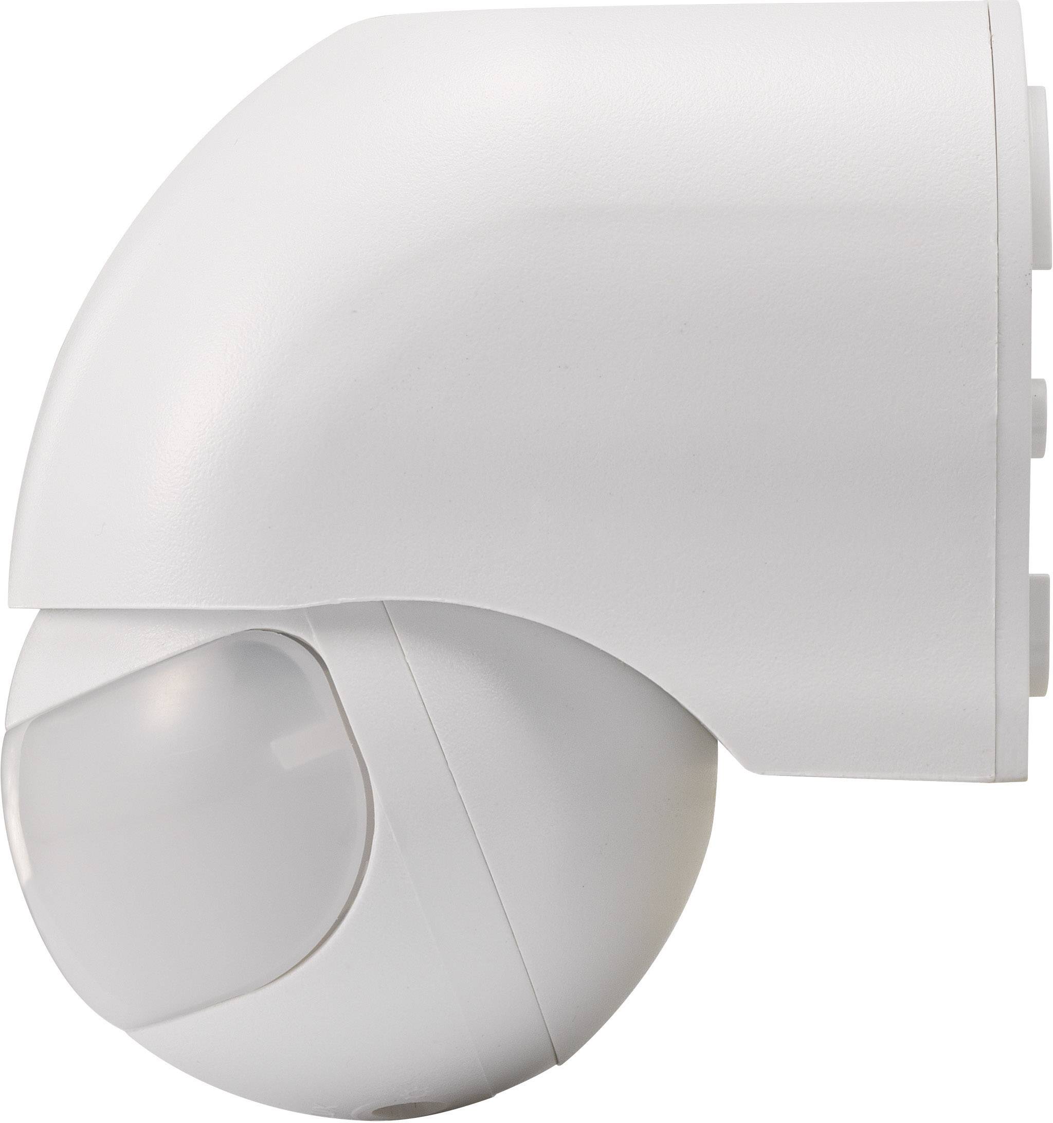 Sensore di movimento bianco con design a sfera, idoneo per il montaggio a parete. Principalmente utilizzato per il rilevamento del movimento in sistemi di sicurezza e illuminazione.