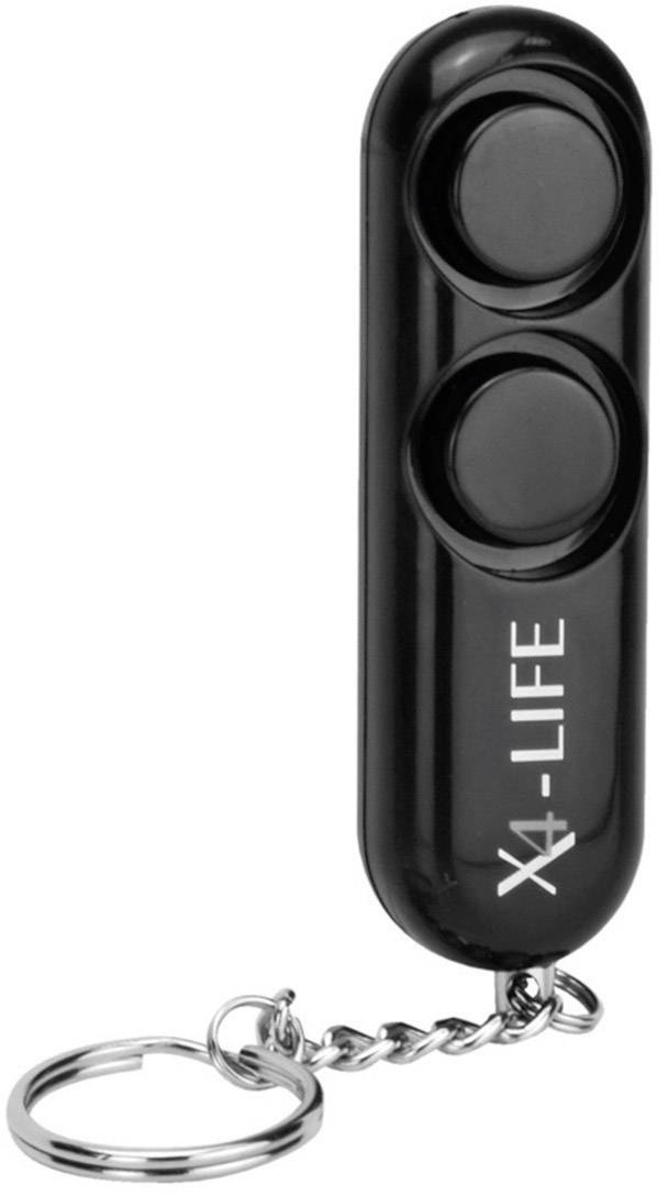 Portachiavi nero con due bottoni e la scritta 'X4-LIFE'.