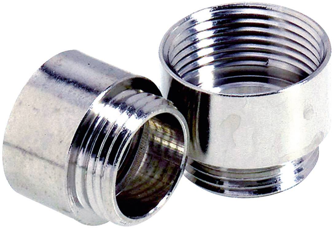 Due adattatori metallici argentati con filettatura esterna e interna, utilizzati per connessioni di tubazioni.