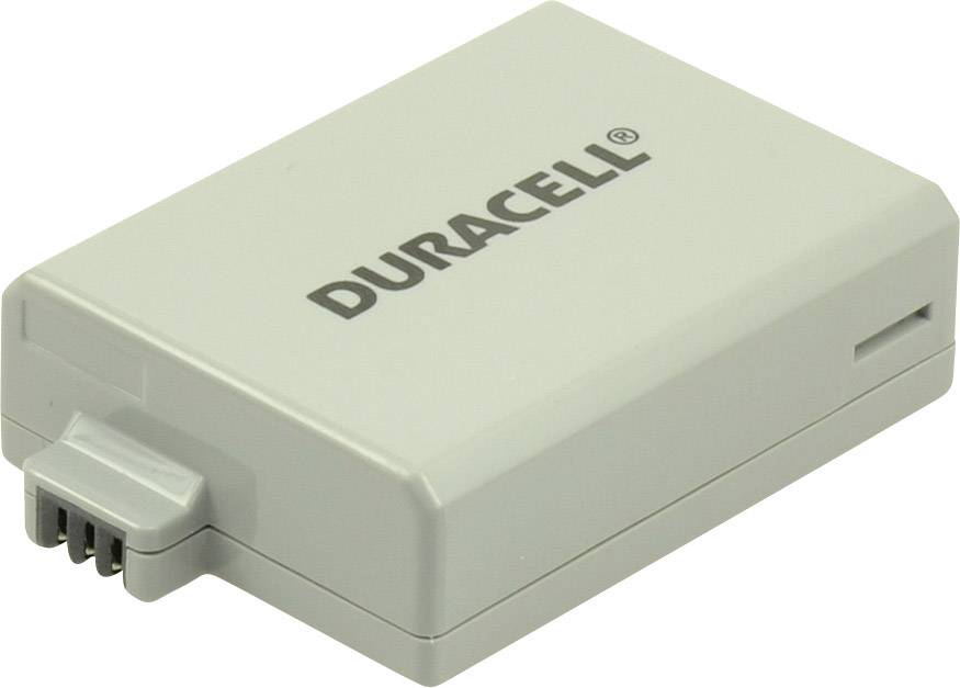 Una batteria grigia Duracell per fotocamere con attacco laterale, adatta per dispositivi che richiedono questo specifico tipo di batteria.