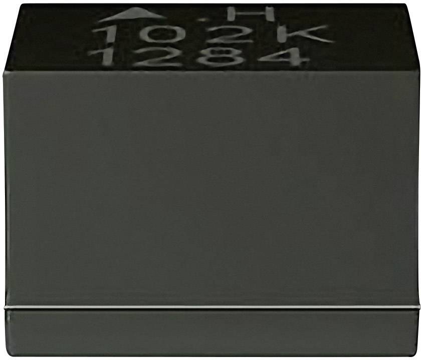Un oggetto nero a forma di cubo con la scritta 'H 102K 1284' sulla superficie superiore.