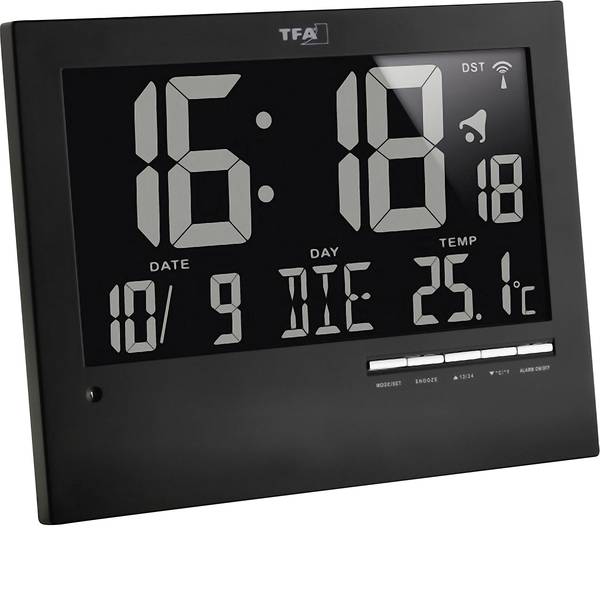 Orologi da parete - TFA 60.4508 Radiocontrollato Orologio da parete 185 mm x 230 mm x 31 mm Nero - Orologi da parete - TFA 60.4508 Radiocontrollato Orologio da parete 185 mm x 230 mm x 31 mm Nero -
