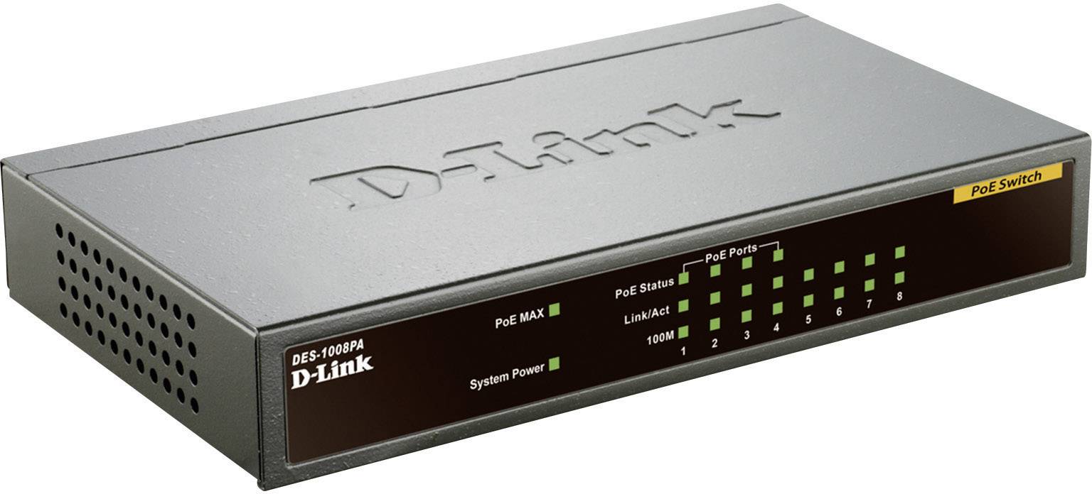 D-Link DES-1008PA Switch di rete 8 Porte 100 MBit/s Funzione PoE-1