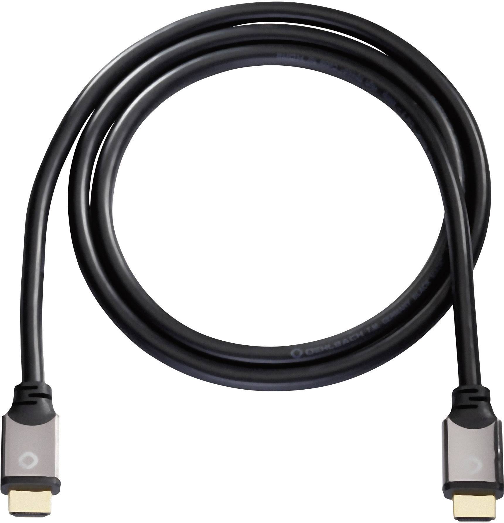 Oehlbach HDMI Cavo Spina HDMI-A, Spina HDMI-A 7.50 m Nero 92457 Canale di ritorno, contatti connettore dorati, UHD 4K; Cavo HDMI