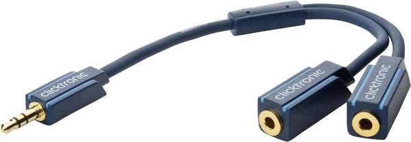 clicktronic 70491 70491 Jack Audio Adattatore a Y [1x Spina jack da 3.5 mm - 2x Presa jack da 3.5 mm] Blu