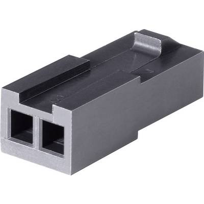 Un connettore in plastica bipolare, rettangolare e nero, viene utilizzato per connessioni elettroniche.