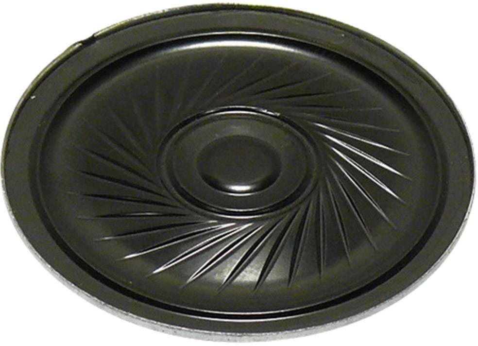 Membrana del altoparlante nera, rotonda, con cerchi concentrici e solchi radiali per la trasmissione del suono.