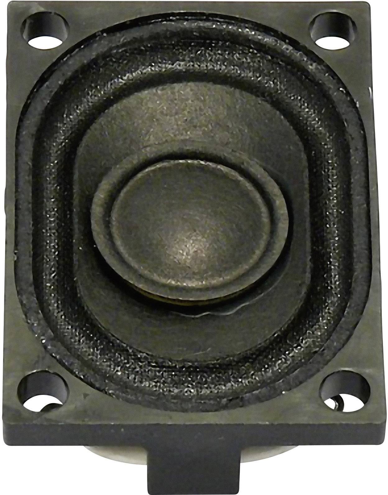 Un altoparlante nero con membrana ovale in un involucro rettangolare, adatto ad applicazioni audio.