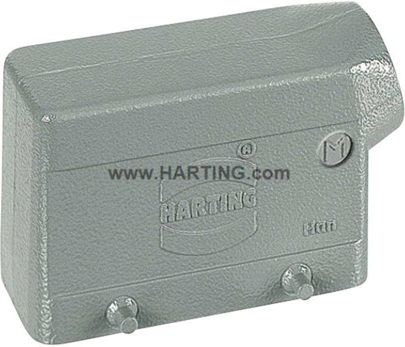 Involucro grigio con la scritta 'HARTING'. Forma rettangolare e due punti di fissaggio in basso.