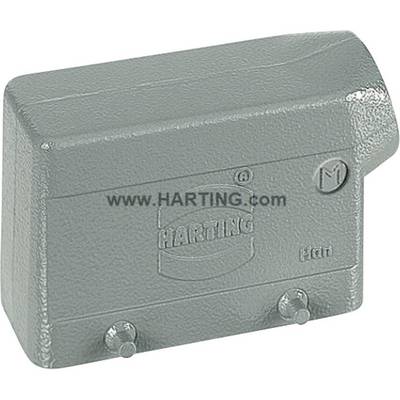 Involucro grigio con la scritta 'HARTING'. Forma rettangolare e due punti di fissaggio in basso.