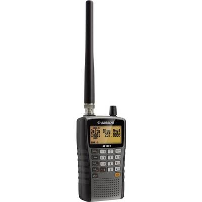 Un ricetrasmettitore portatile con antenna e un display che mostra 'Delta Blue Angel CH001 237.8000'. Dispone di tasti per il controllo.
