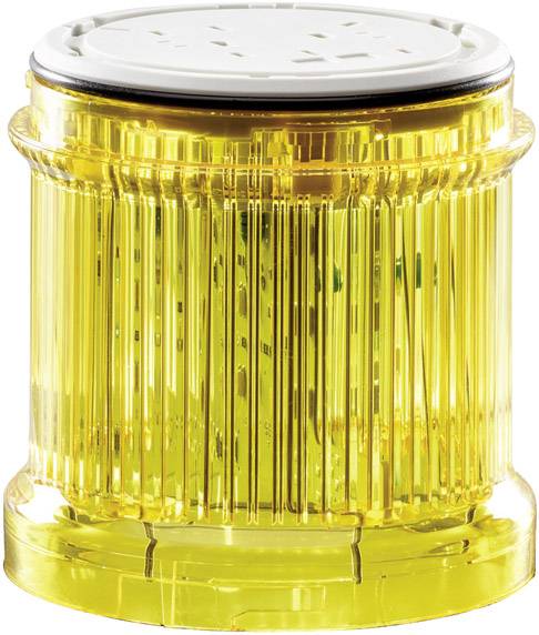 Contenitore cilindrico in plastica giallo, trasparente, con strisce verticali strutturate e coperchio bianco.
